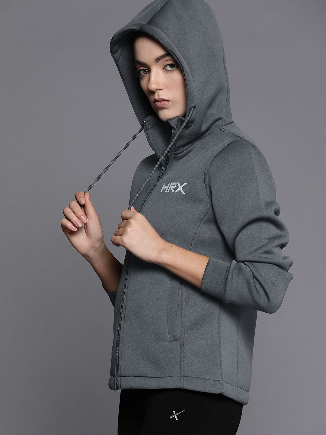 HRX by Hrithik Roshan Reflective Strip Rapid-Dry Hooded Training Jacket