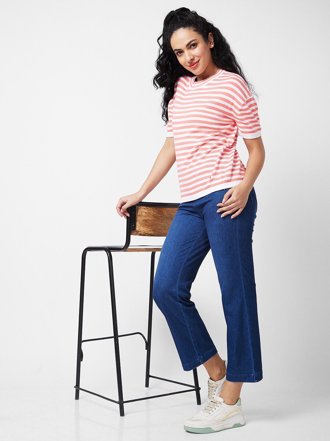 SPYKAR Striped Cotton Boxy T-shirt