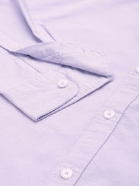 THE BEAR HOUSE Men Lavender Pure Cotton Solid Slim Fit Casual Shirt
