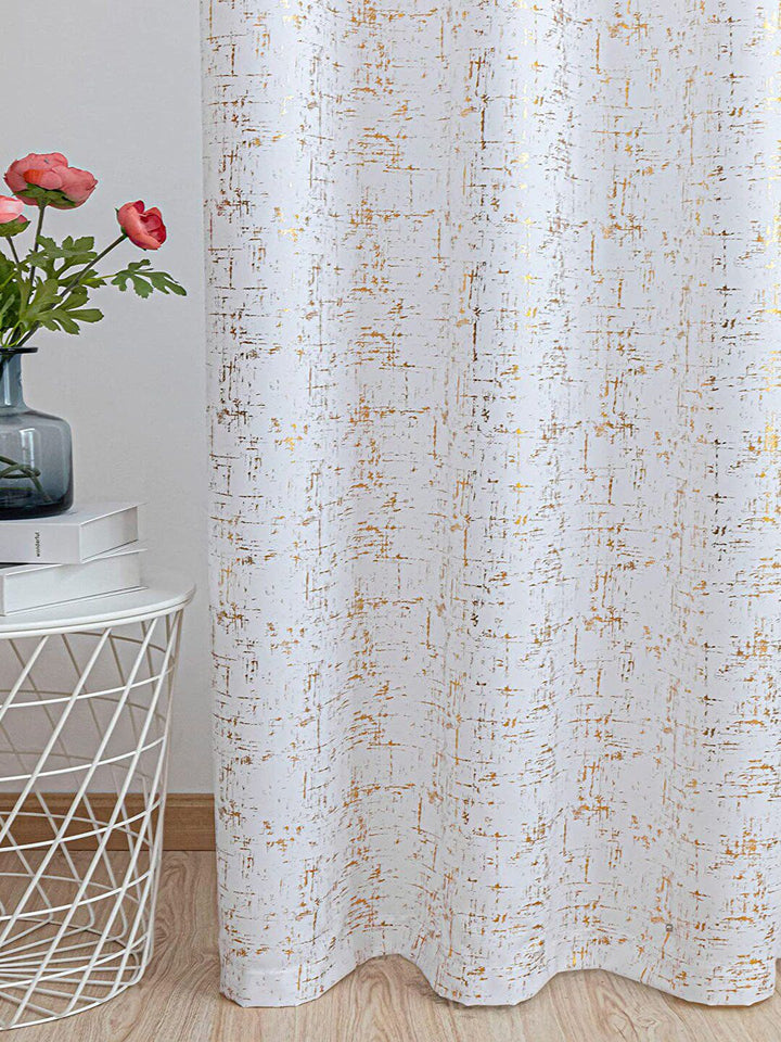 URBAN SPACE White & Gold-Toned Black Out Long Door Curtain