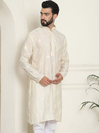 SOJANYA Kurta Lurus Sutera Berhias Geometrik Kolar Mandarin Kapas