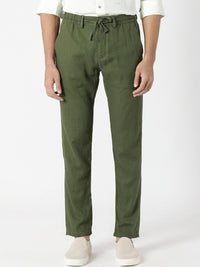 RARE RABBIT Men Linac Drawstring Slim Fit Cotton Trouser