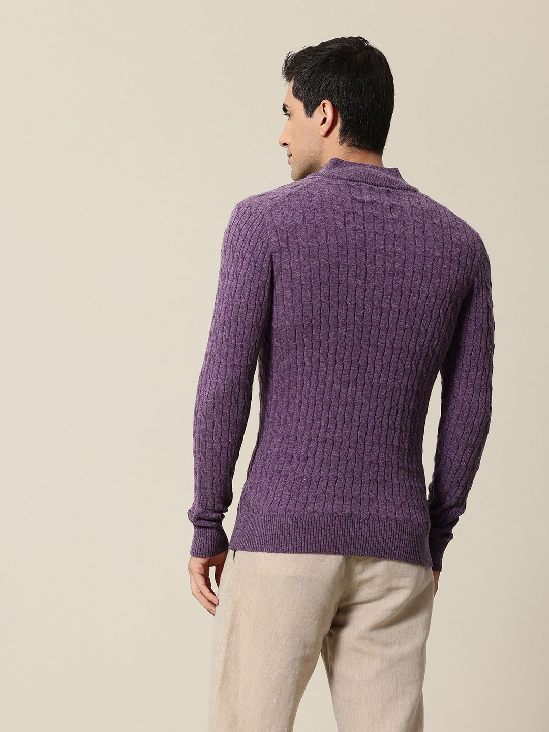 Mr Bowerbird Mock Collar Cable Knit Pullover Sweater