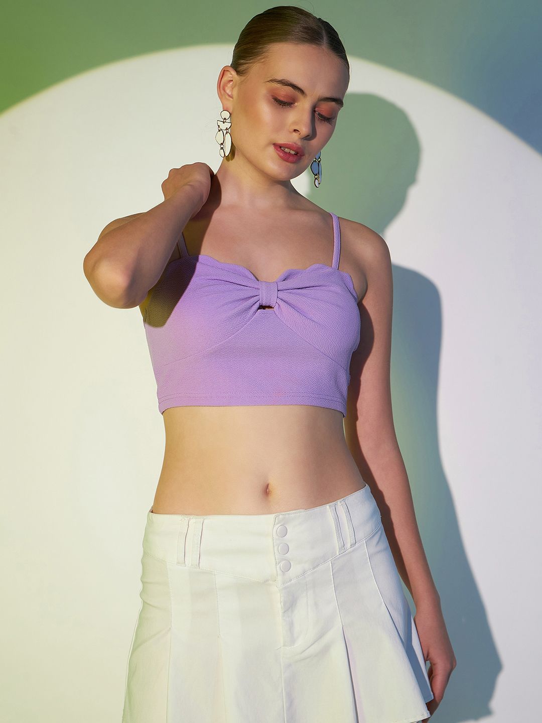 Berrylush Purple Shoulder Straps Twisted Crop Top