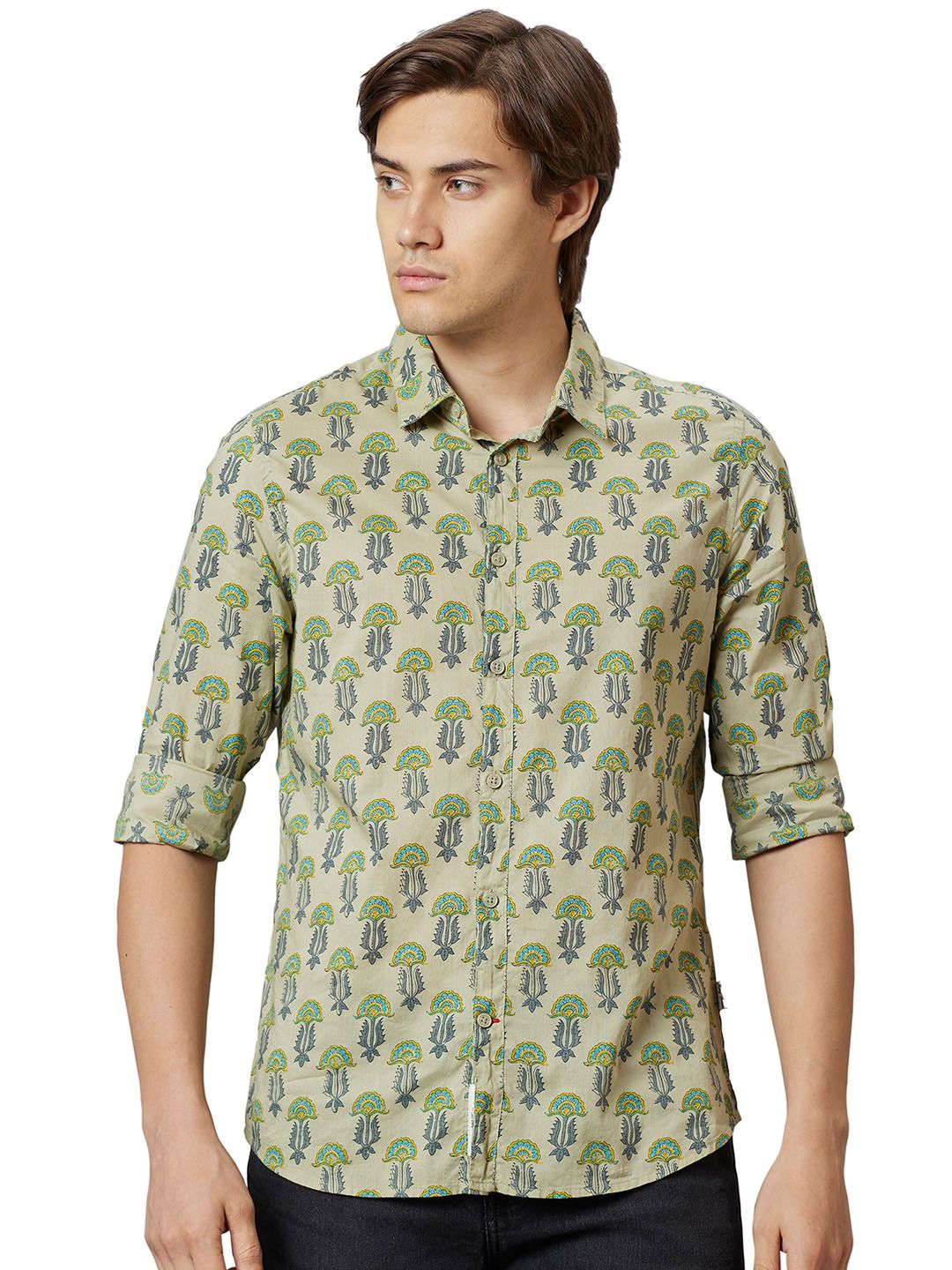 Being Human Men Green Slim Fit Opaque Casual Shirt