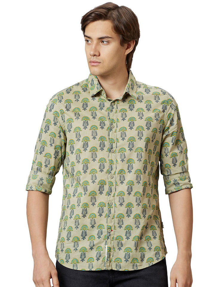 Being Human Men Green Slim Fit Opaque Casual Shirt