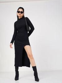 SASSAFRAS Round Neck Cotton Bodycon Midi Dress