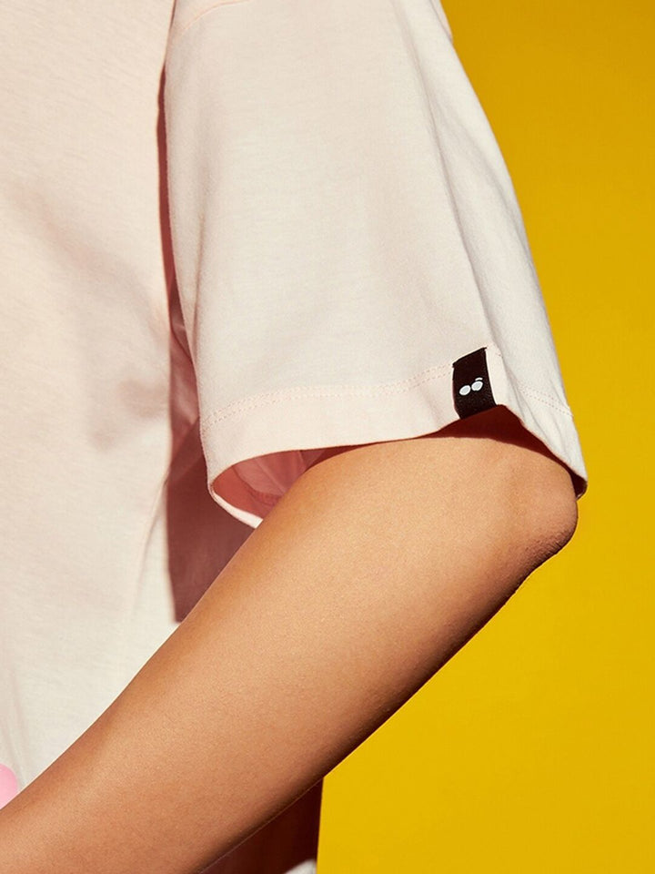 Bewakoof Pink Big Bad Wolf Graphic Printed Oversized Drop Shoulder Pure Cotton T-shirt