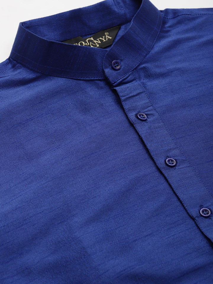 SOJANYA Men Blue & Off-White Kurta with Churidar