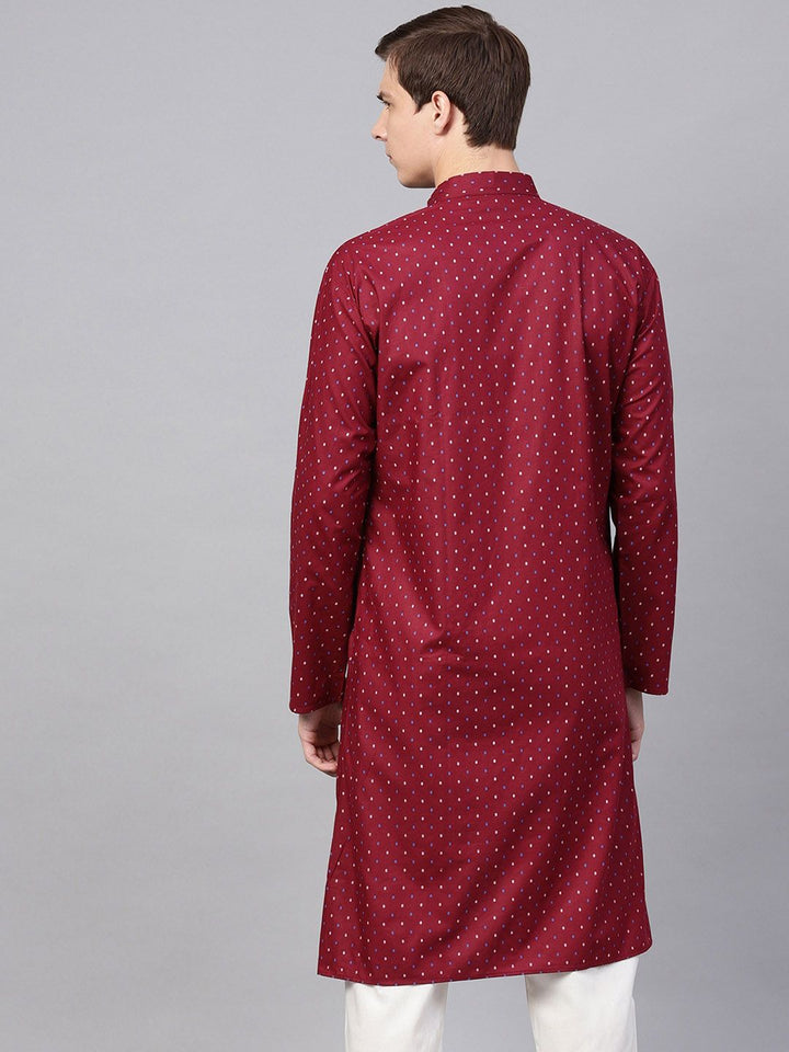 SOJANYA Men Maroon Printed Straight Kurta