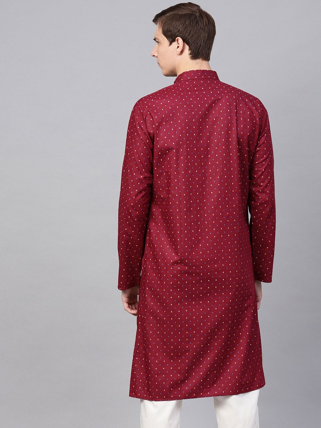 SOJANYA Men Maroon Printed Straight Kurta