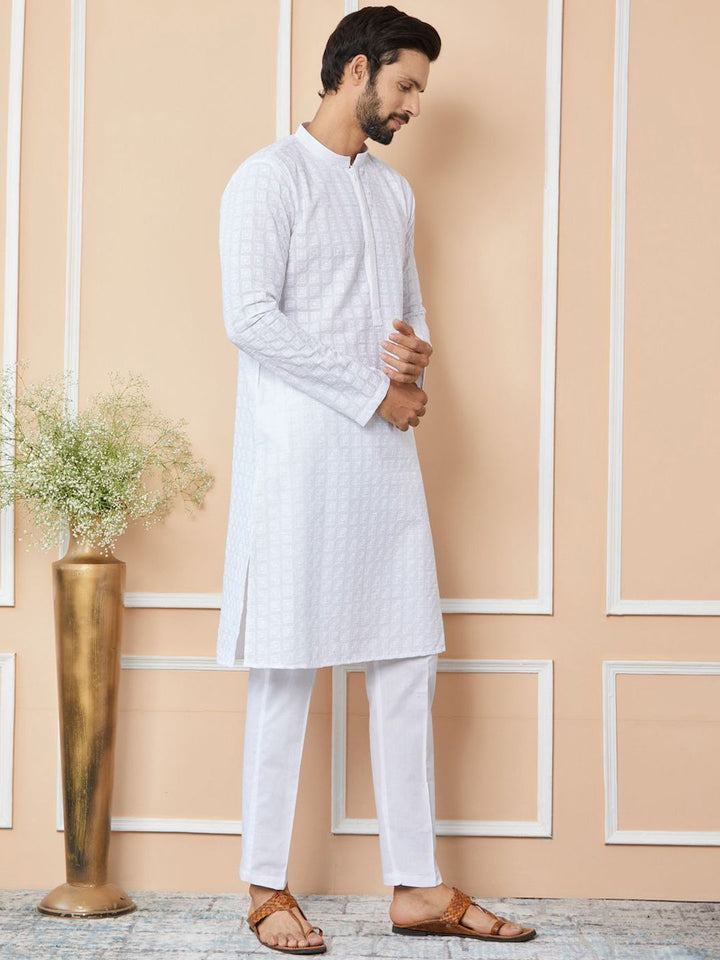 See Designs Ethnic Motifs Embroidered Chikankari Pure Cotton Straight Kurta