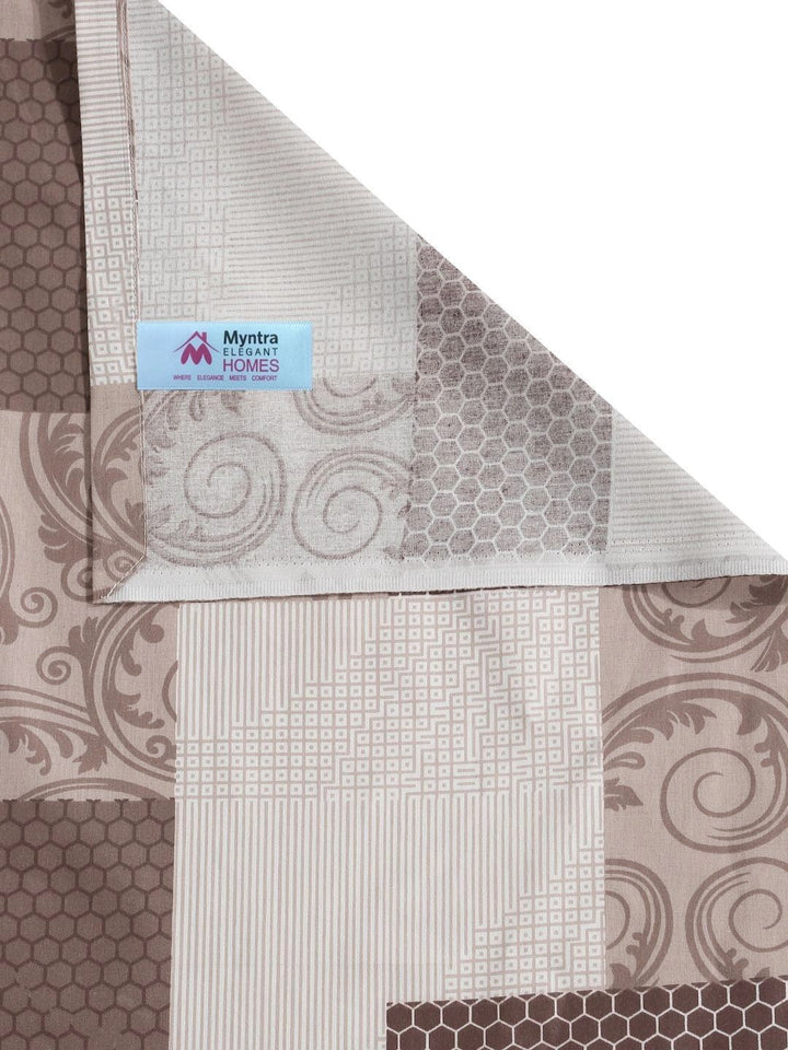 Myntra Elegant Homes Brown Geometric 400 TC Single Bedsheet with 1 Pillow Covers