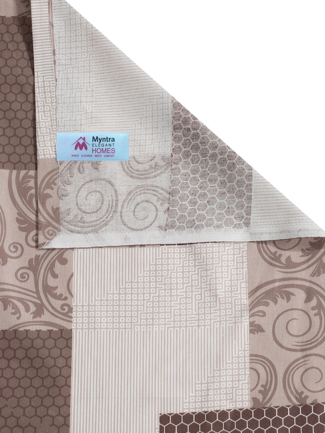 Myntra Elegant Homes Brown Geometric 400 TC Single Bedsheet with 1 Pillow Covers