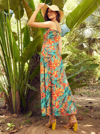 STREET 9 Tropical Printed Sleeveless Crepe Maxi Dress