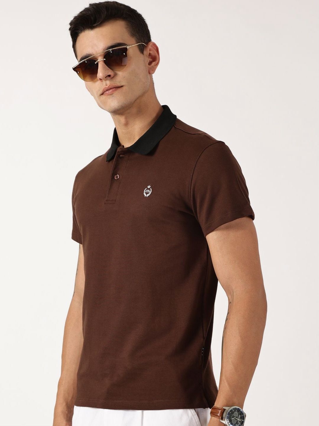 Thomas Scott Men Solid Polo Collar Cotton T-shirt