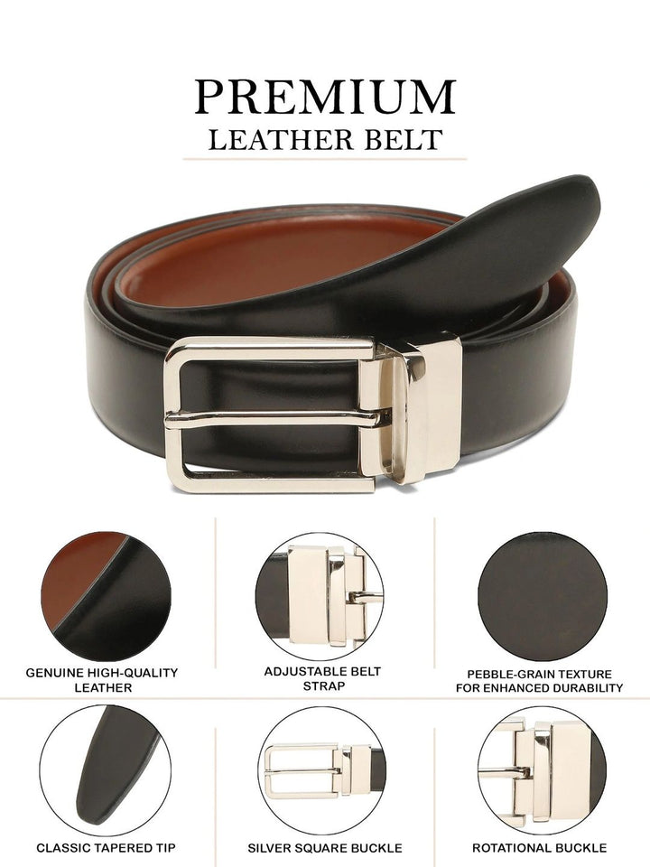 Teakwood Leathers Men Leather Reversible Formal Belt