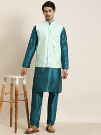 SOJANYA Kurta Lurus Kolar Mandarin Dengan Jaket Churidar & Nehru