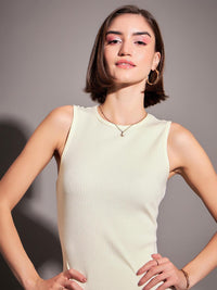SASSAFRAS Sleeveless Ribbed Bodycon Midi Dress