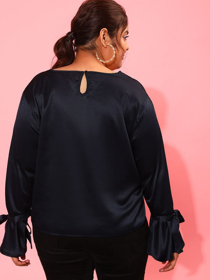 CURVY STREET Plus Size Embellished Boat Neck Top