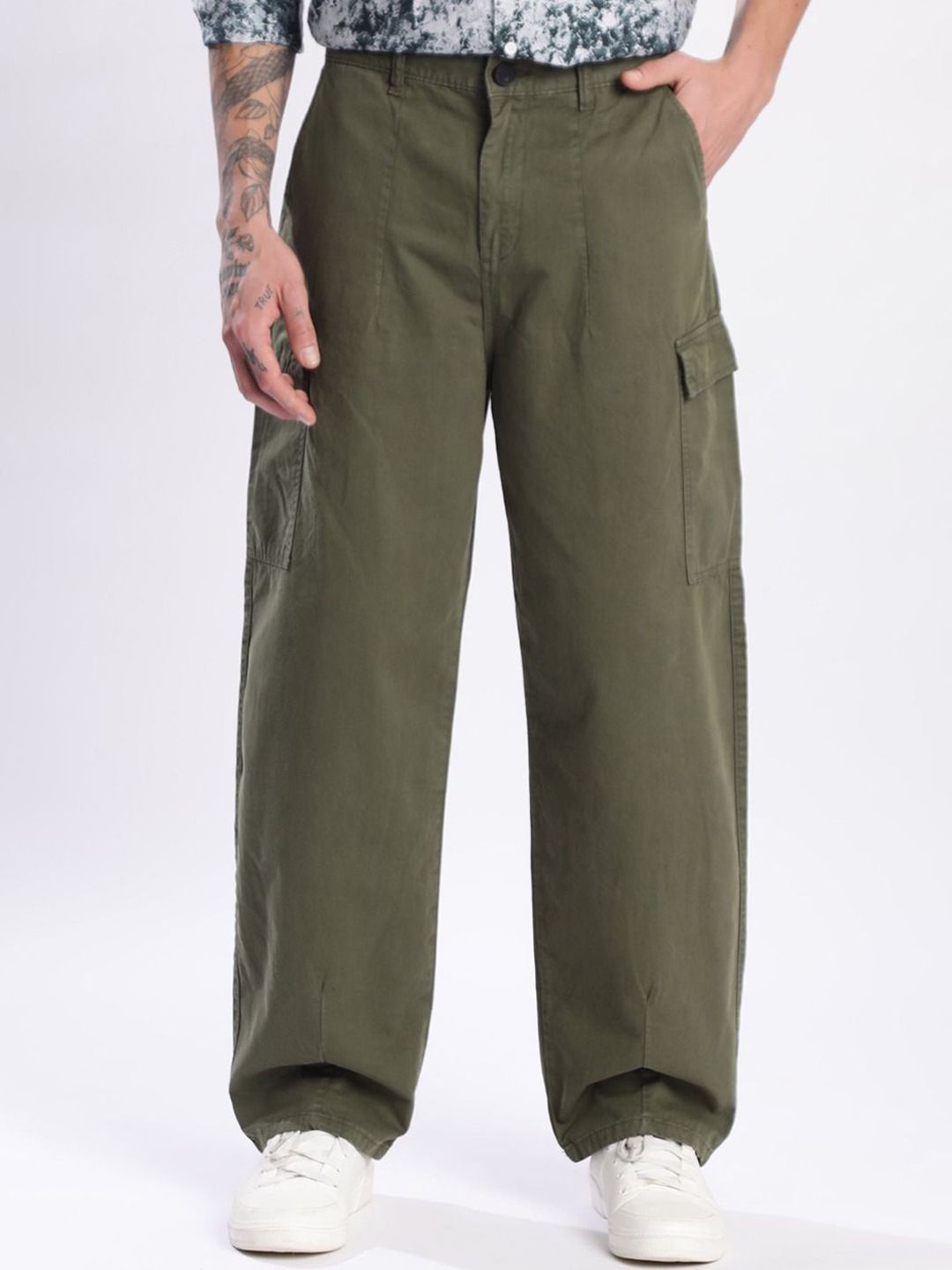 Bene Kleed Men Loose  Balloon Fit Cotton Cargo Trousers