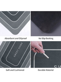 Cortina Grey 2 Pieces Printed Rectangular Anti-Skid Kitchen Mats