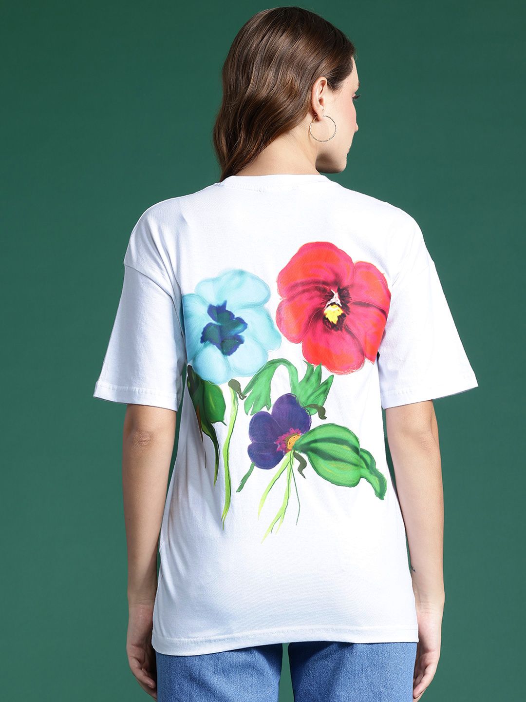 DressBerry Pure Cotton Typography Printed Drop-Shoulder Sleeves T-shirt