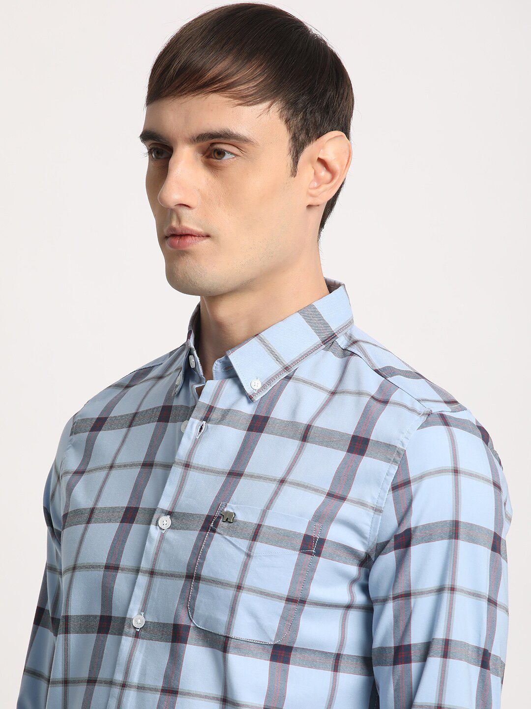 THE BEAR HOUSE Men Checked Slim Fit Button-Down Collar Casual Shirts