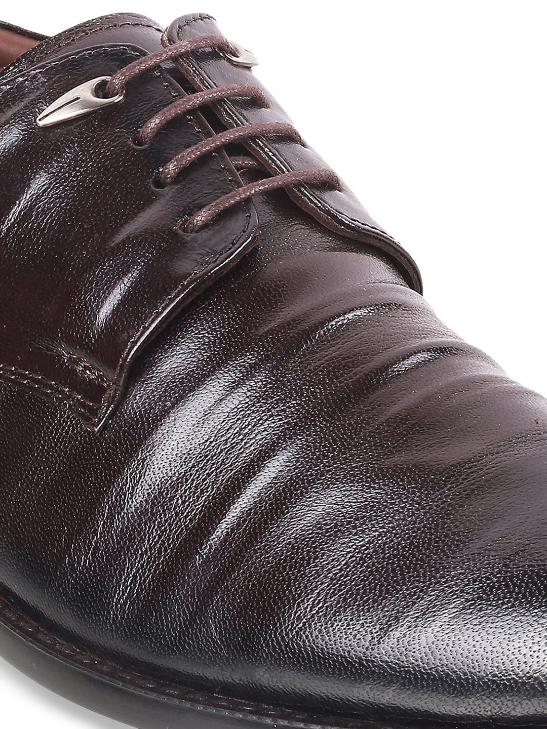 Metro Men Brown Solid Formal Derbys