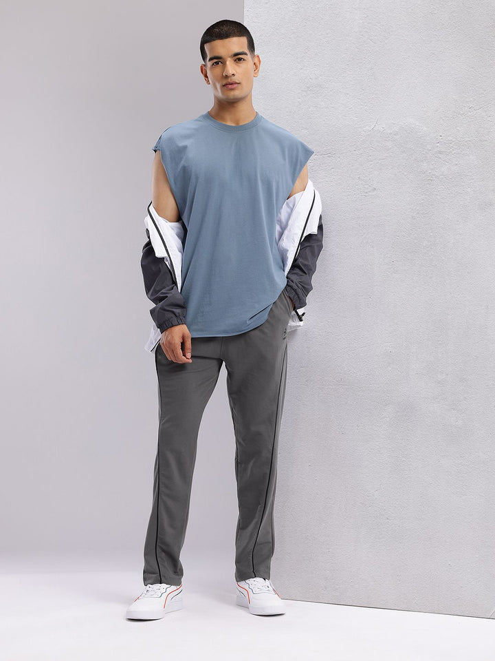 HRX by Hrithik Roshan Men Contrast Piping Mid-Rise Lifestyle Track Pants