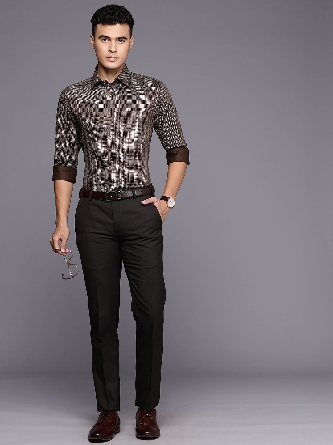 Raymond Pure Cotton Slim Fit Floral Printed Formal Shirt