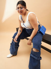 SASSAFRAS Curve Women Plus Size Comfort High-Rise Light Fade Stretchable Jeans