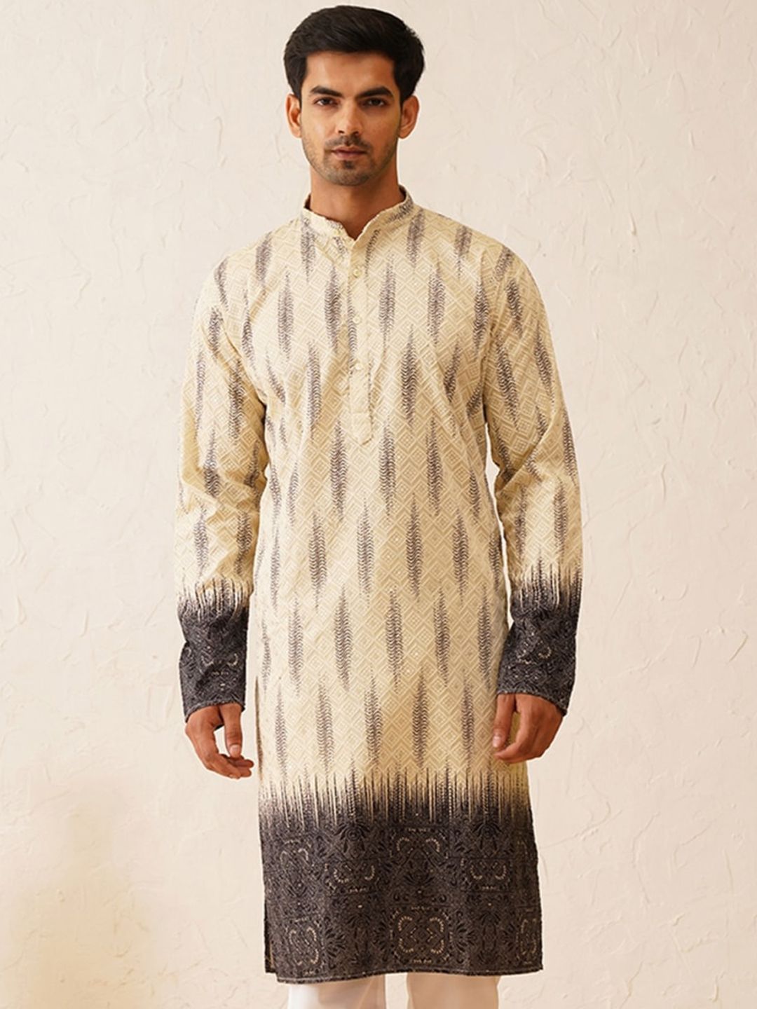 SOJANYA LUXE Ethnic Motifs Embroidered Mandarin Collar Sequined Straight Kurta
