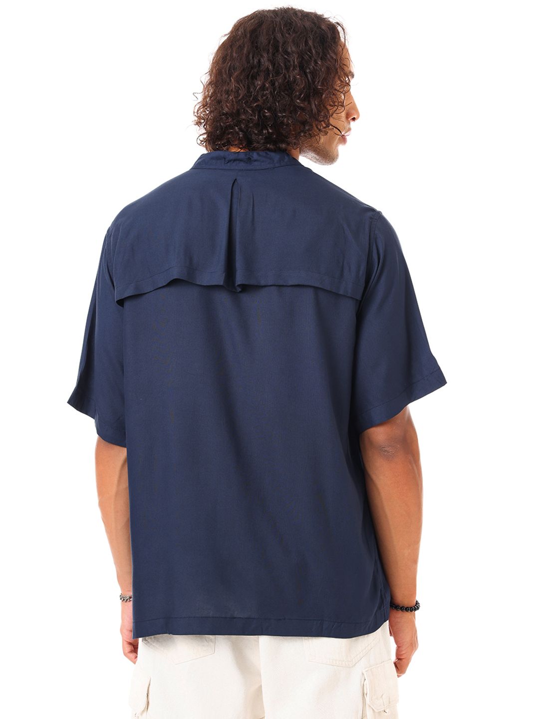 Bewakoof Super Loose Fit Mandarin Collar Oversized Casual Shirt