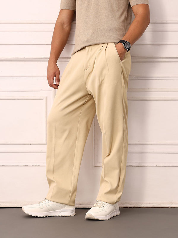 Mr Bowerbird Men Pleated Mid-Rise Liberal Fit Trousers