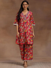 Libas Pink Floral Printed Tunic With Palazzo