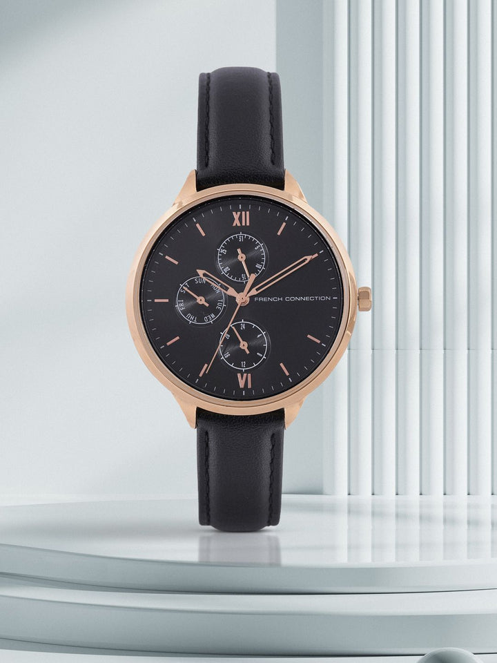 Sambungan Perancis Wanita Hitam Analog Watch FC149b