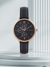 Sambungan Perancis Wanita Hitam Analog Watch FC149b