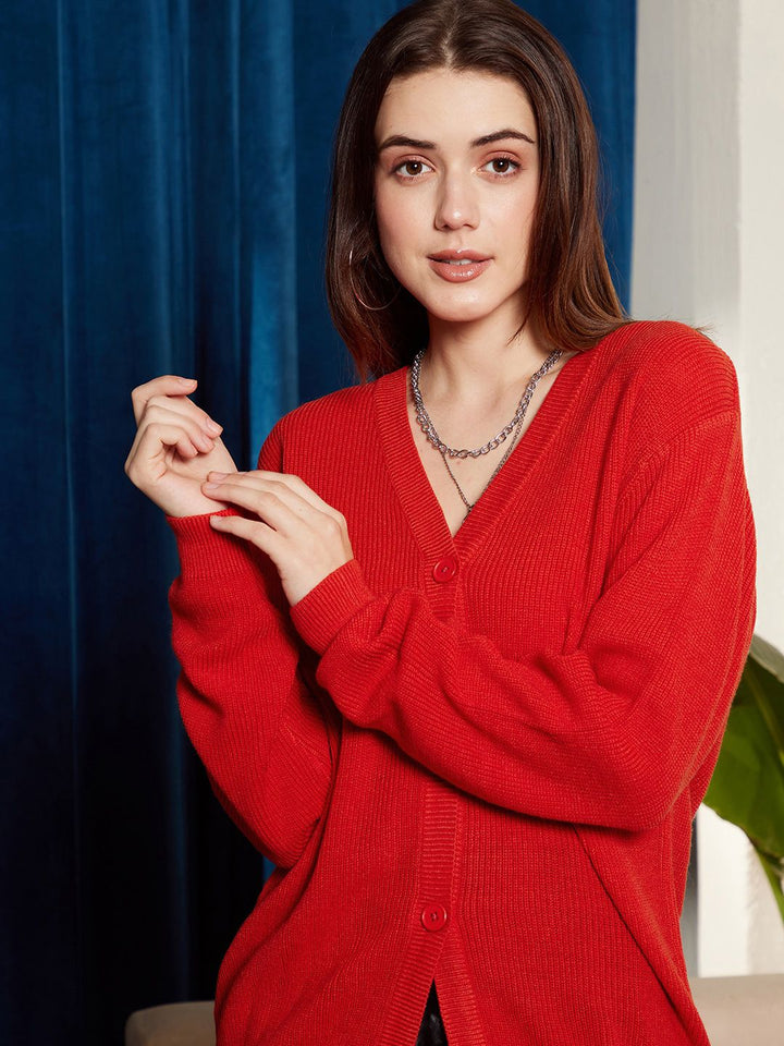 Berrylush Ribbed Acrylic Cardigan Sweater