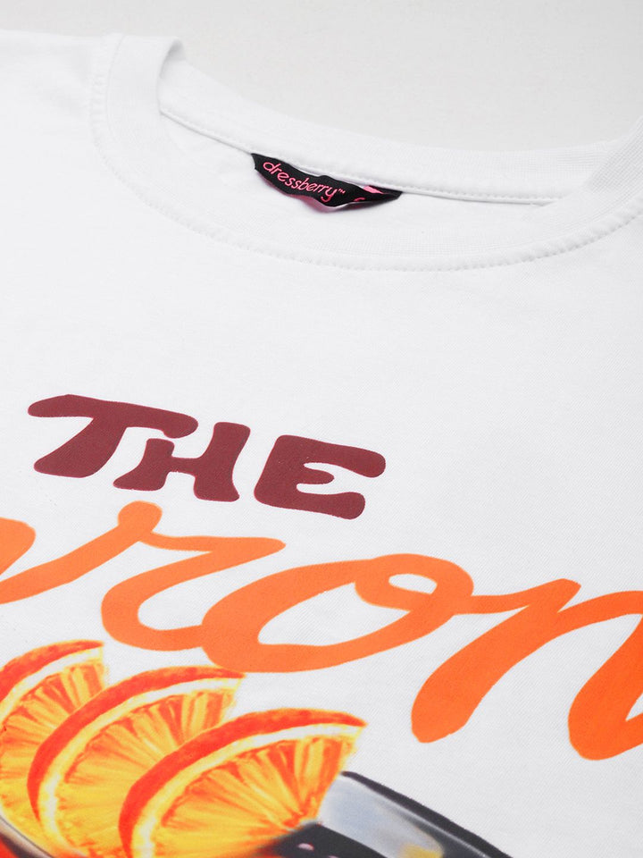 DressBerry Printed Drop-Shoulder Pure Cotton T-shirt