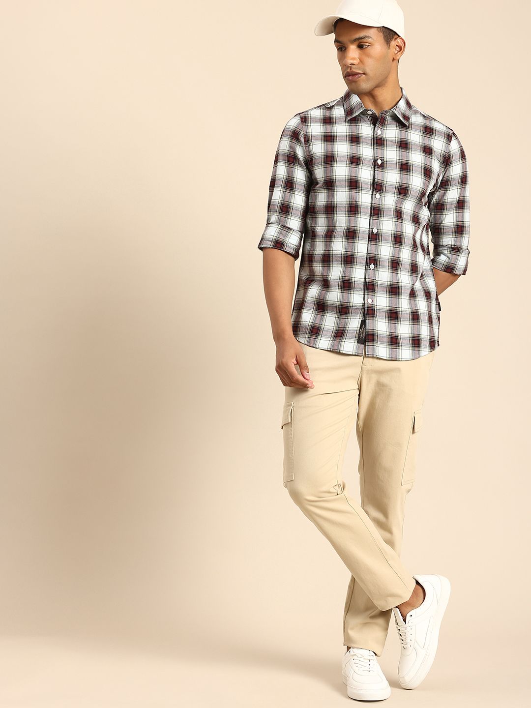 Being Human Pure Cotton Slim Fit Checked Casual Shirt