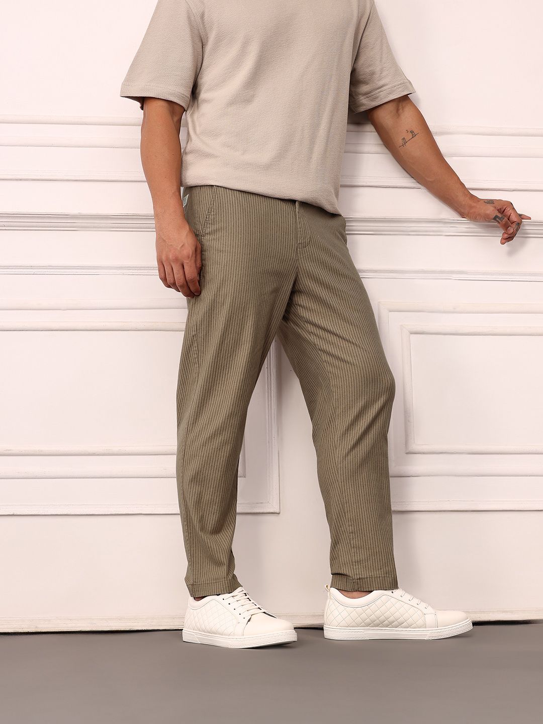 Mr Bowerbird Men Striped Urban Trousers
