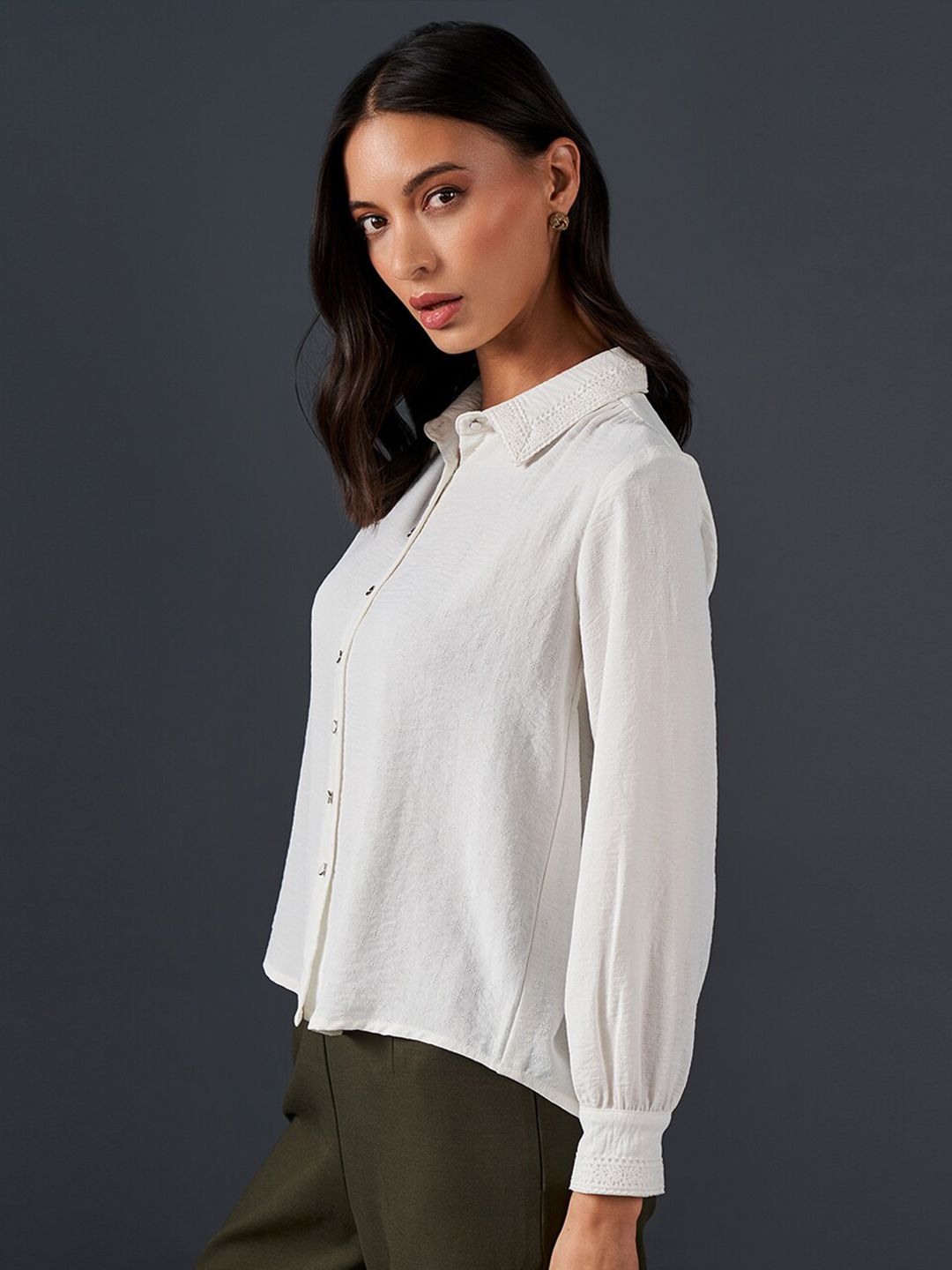 AND Shirt Collar Cuff Sleeve Top