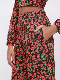 DressBerry Dark Floral Printed Romance Trousers