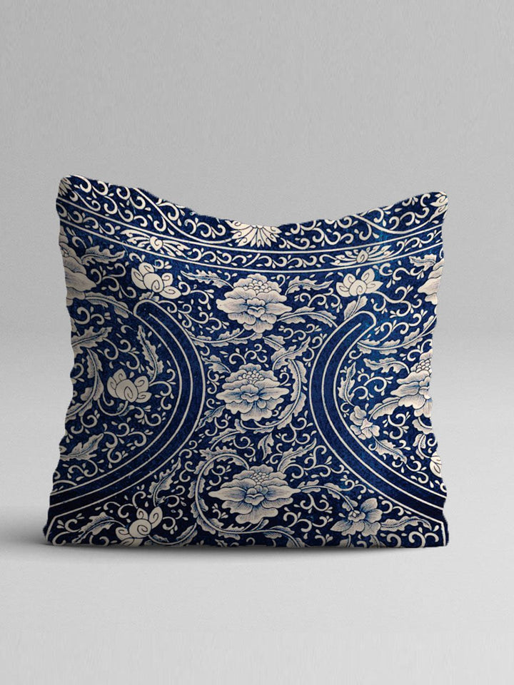 STITCHNEST Blue & Off White Set of 5 Ethnic Motifs Square Cushion Covers