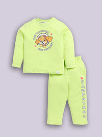 Happy Faces Girls Paw Patrol Print Pure Cotton T-shirt with Trousers