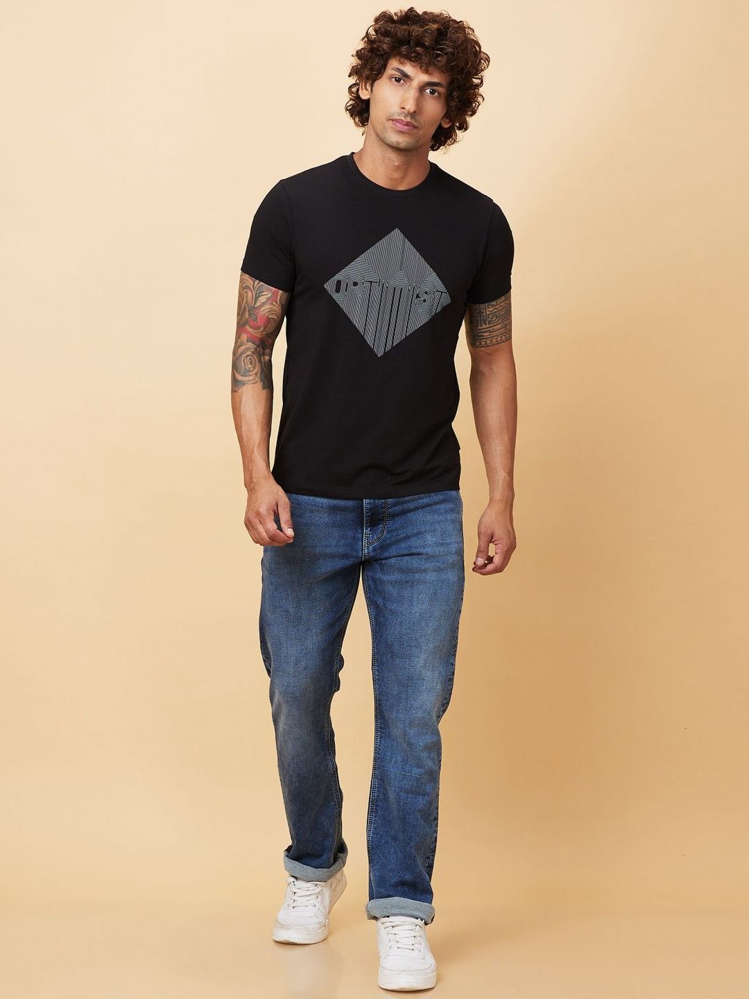 Being Human Men Printed Applique T-shirt