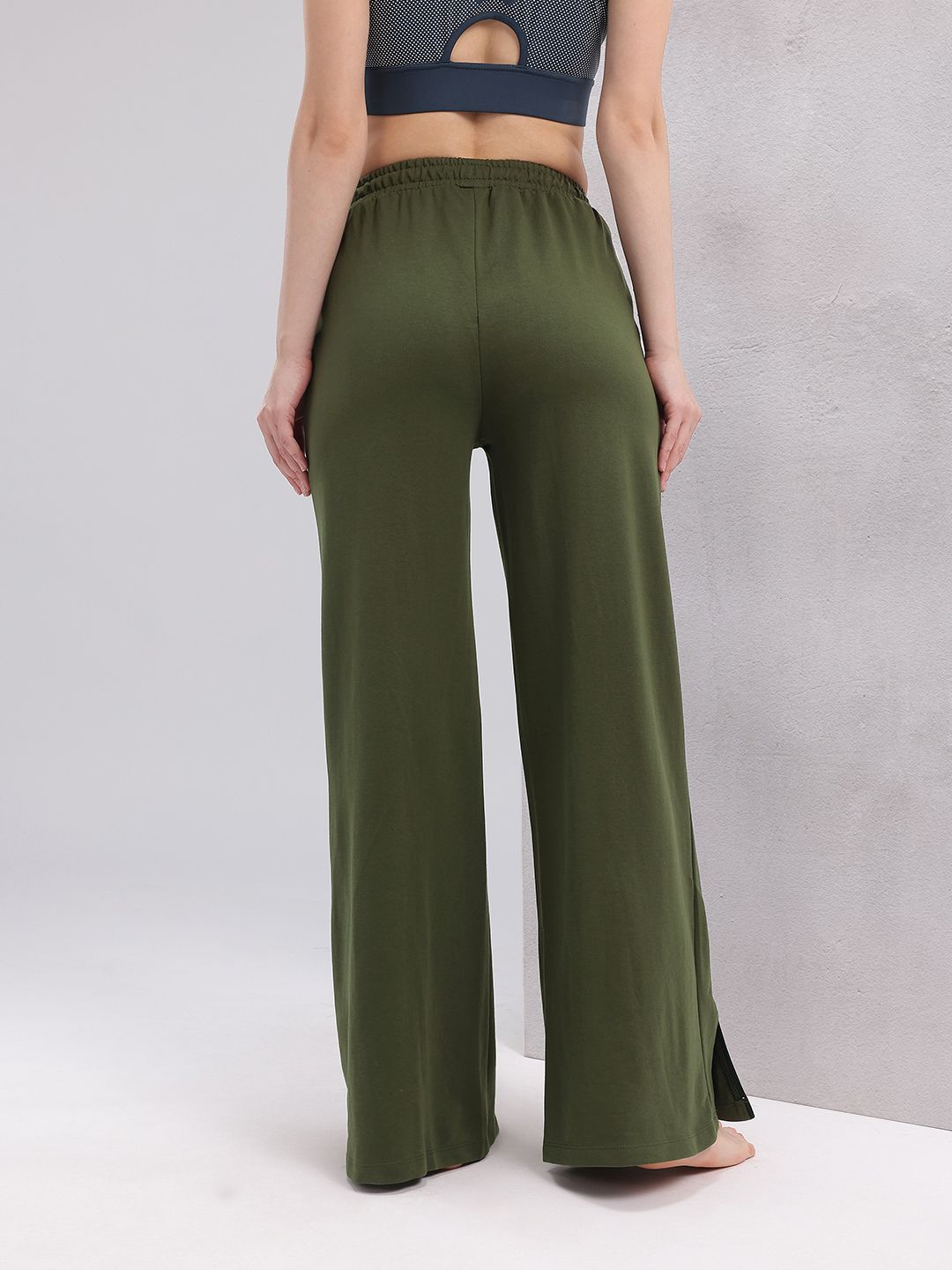 HRX by Hrithik Roshan Women Wide Leg Yoga Track Pants with Hem Slits