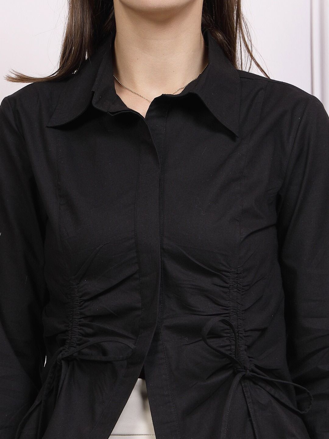 Athena Ruched Cotton Shirt Style Top