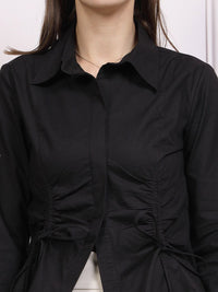 Athena Ruched Cotton Shirt Style Top